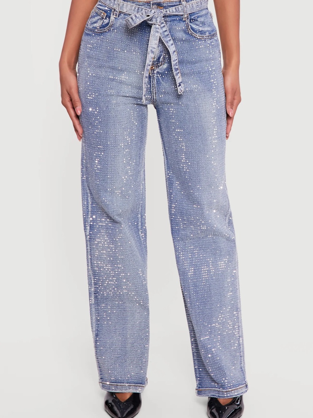 Daisy Black Jeweled Straight Jeans
